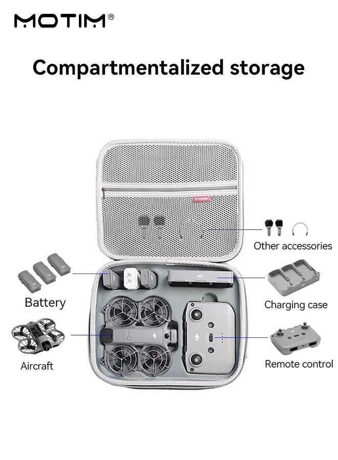 موتيم حقيبة حمل طائرة DJI Neo 2 بدون طيار، حقيبة سفر محمولة على الكتف لطائرة DJI Neo بدون طيار، وحقيبة تخزين واقية محمولة باليد لإكسسوارات مجموعة DJI Neo Fly More Combo - Image 3